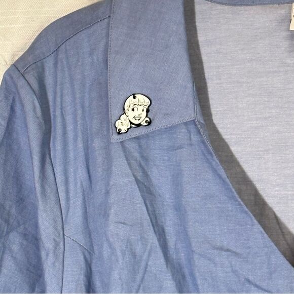 Betty and Veronica Light Blue Button-Up Romper size 28 - Picture 4 of 9